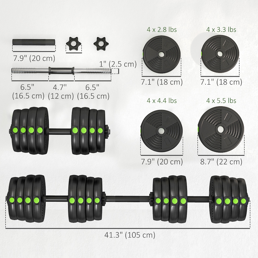 Image 929329_ALTMORE2.jpg, Product 929-329 / Price $124.99, Soozier Adjustable Barbell & Dumbbells Set with Non-slip Handles, 66LBS from Soozier on TSC.ca's Health & Fitness department