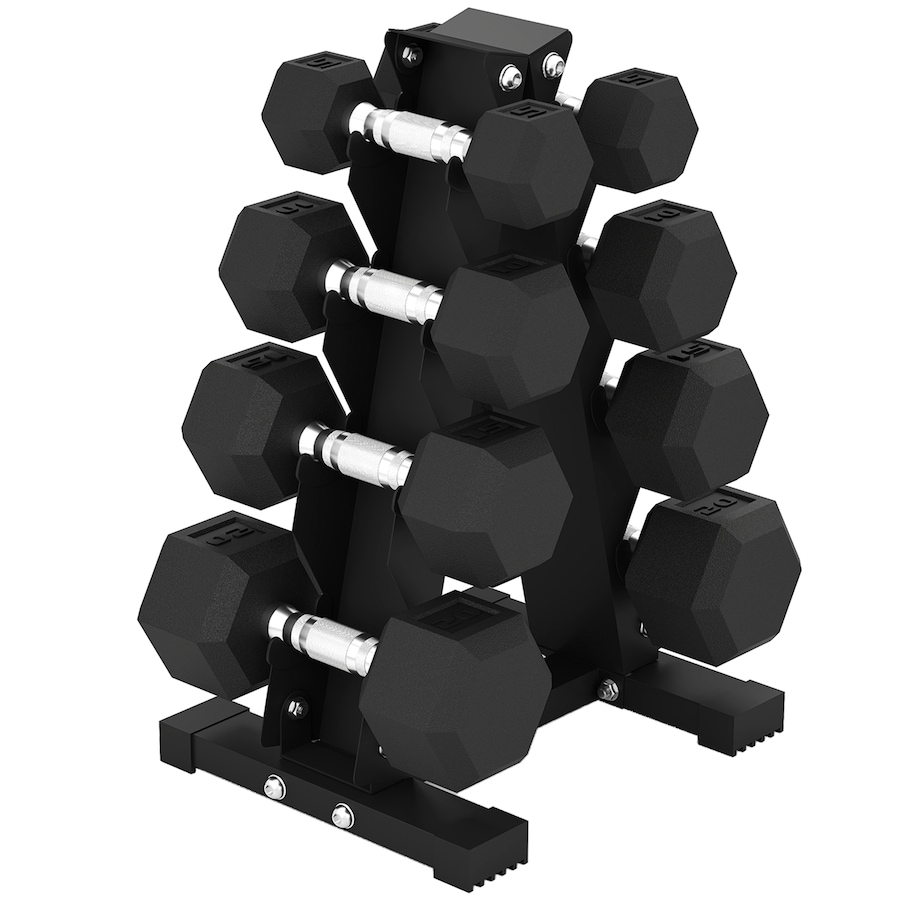 Image 929333.jpg, Product 929-333 / Price $239.99, Soozier 100 LBS Dumbbell Set with Rack, Rubber Coated Hex Hand Weights from Soozier on TSC.ca's Health & Fitness department