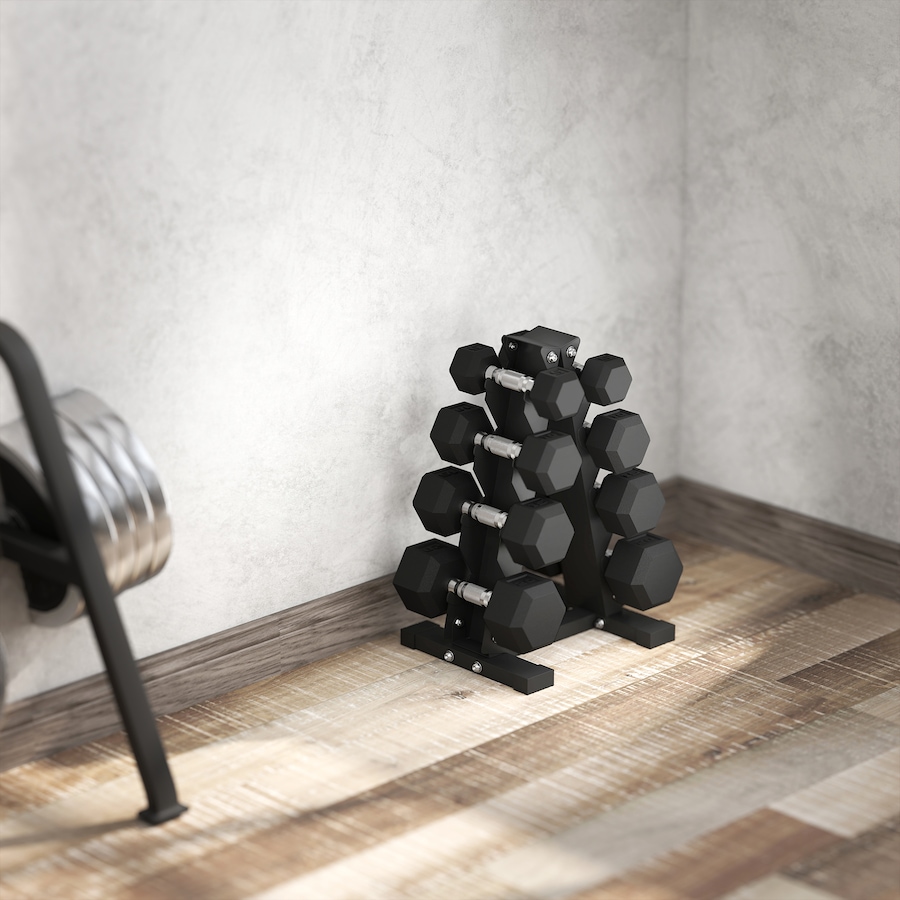 Image 929333_ALTMORE6.jpg, Product 929-333 / Price $239.99, Soozier 100 LBS Dumbbell Set with Rack, Rubber Coated Hex Hand Weights from Soozier on TSC.ca's Health & Fitness department
