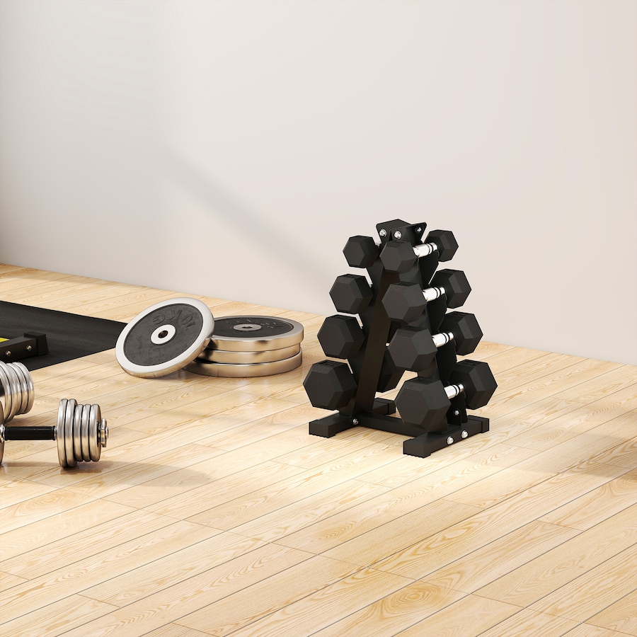 Image 929333_ALTMORE7.jpg, Product 929-333 / Price $239.99, Soozier 100 LBS Dumbbell Set with Rack, Rubber Coated Hex Hand Weights from Soozier on TSC.ca's Health & Fitness department