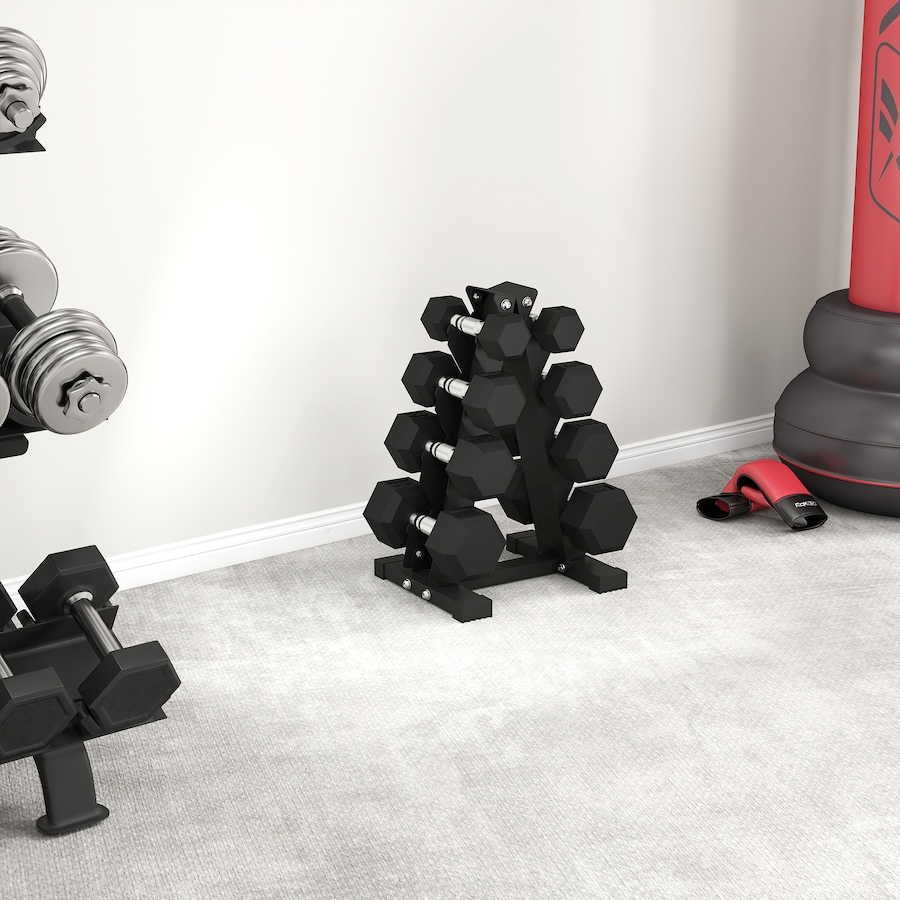 Image 929333_ALTMORE8.jpg, Product 929-333 / Price $239.99, Soozier 100 LBS Dumbbell Set with Rack, Rubber Coated Hex Hand Weights from Soozier on TSC.ca's Health & Fitness department
