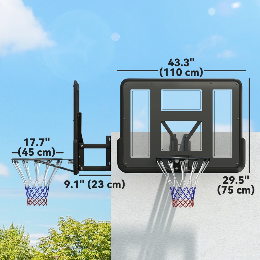 Image 929334_ALTMORE2.jpg, Product 929-334 / Price $159.99, Soozier Wall Mounted Basketball Hoop with 43" Shatter Resistant Backboard from Soozier on TSC.ca's Health & Fitness department