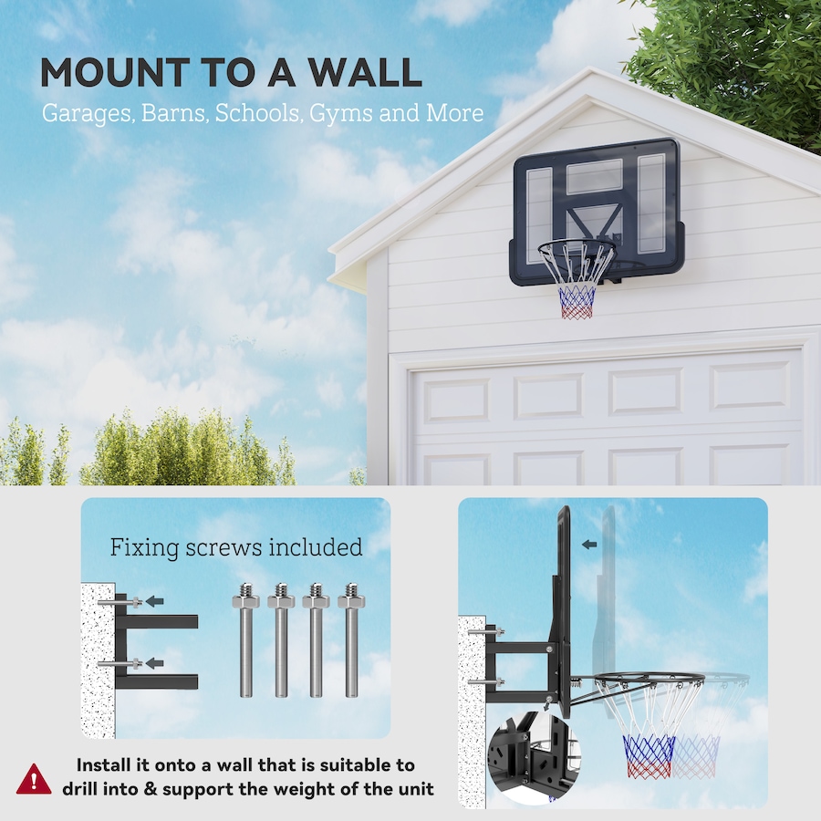 Image 929334_ALTMORE3.jpg, Product 929-334 / Price $159.99, Soozier Wall Mounted Basketball Hoop with 43" Shatter Resistant Backboard from Soozier on TSC.ca's Health & Fitness department