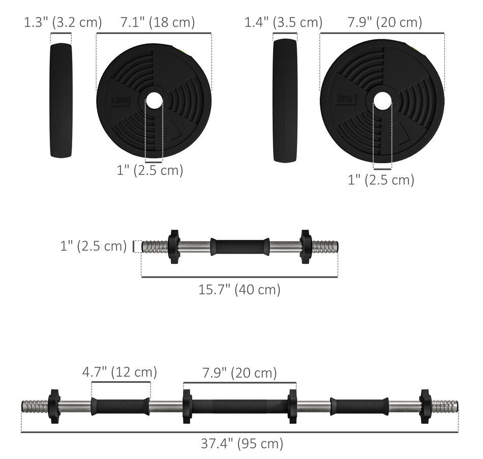 Image 929341_ALTMORE2.jpg, Product 929-341 / Price $59.99, Soozier Adjustable Barbell & Dumbbells Set with Non-slip Handles, 33LBS from Soozier on TSC.ca's Health & Fitness department