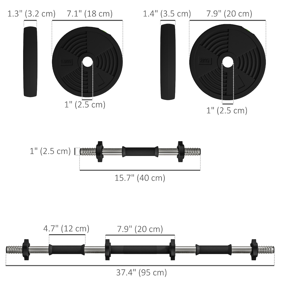 Image 929341_ALTMORE2.jpg, Product 929-341 / Price $59.99, Soozier Adjustable Barbell & Dumbbells Set with Non-slip Handles, 33LBS from Soozier on TSC.ca's Health & Fitness department