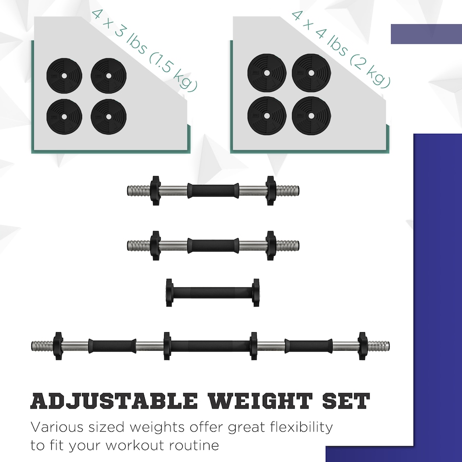 Image 929341_ALTMORE4.jpg, Product 929-341 / Price $59.99, Soozier Adjustable Barbell & Dumbbells Set with Non-slip Handles, 33LBS from Soozier on TSC.ca's Health & Fitness department