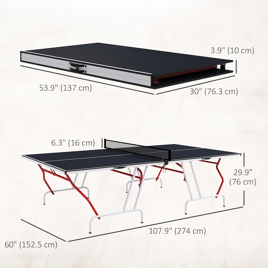 Image 929360_ALTMORE2.jpg, Product 929-360 / Price $389.99, Soozier 9' x 5' Full Size Ping Pong Table, Table Tennis Table, Dark Grey from Soozier on TSC.ca's Health & Fitness department