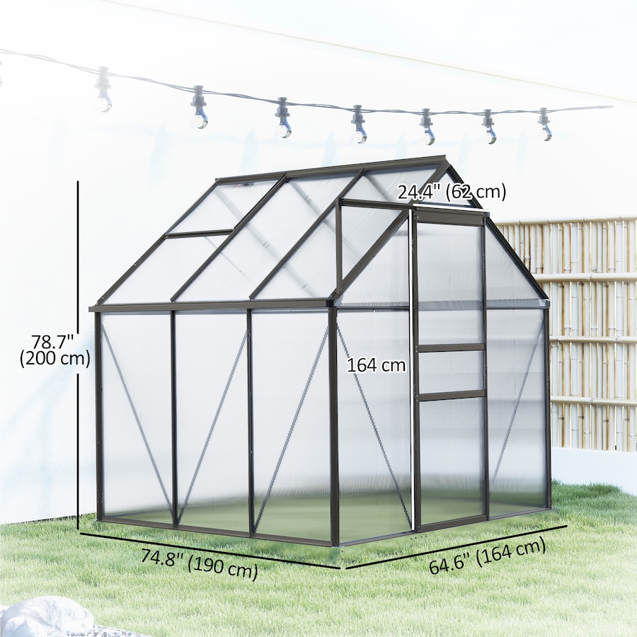 Image 929365_ALTMORE2.jpg, Product 929-365 / Price $379.99, Outsunny 6' x 6' x 6.5' Polycarbonate Greenhouse Walk-in Green House, Grey from Outsunny on TSC.ca's Home & Garden department