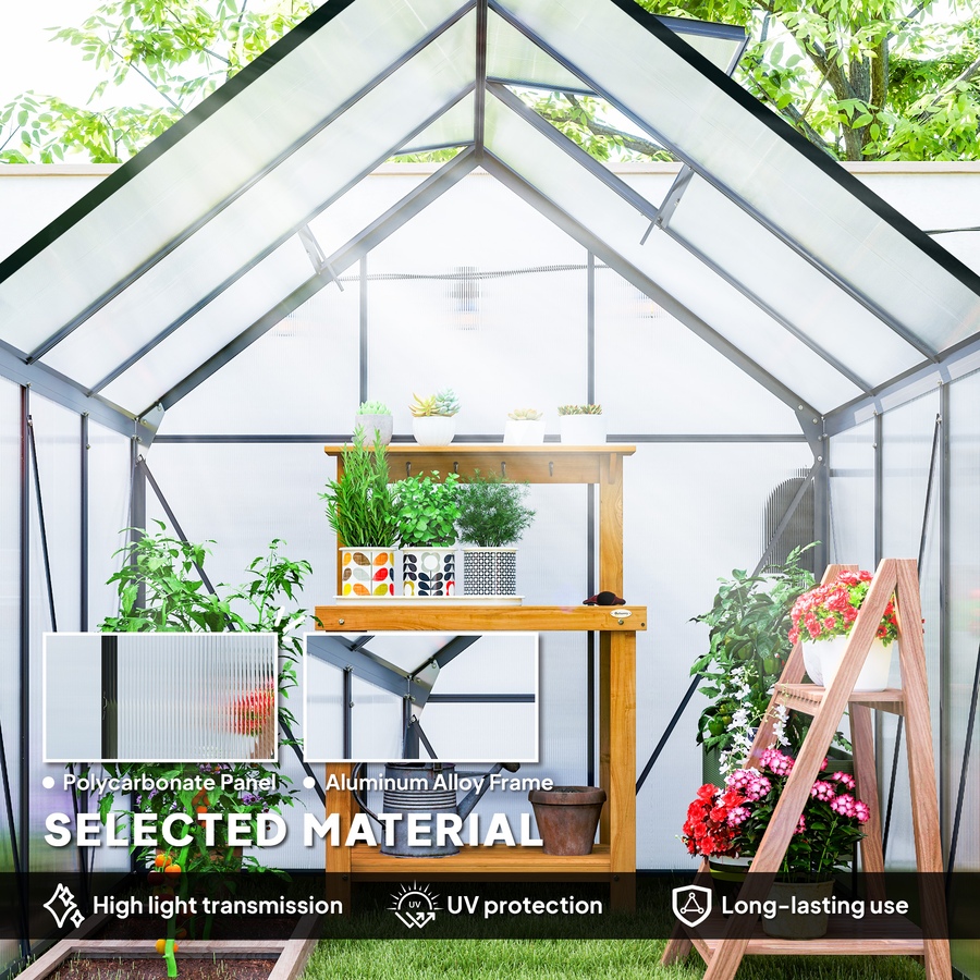 Image 929365_ALTMORE3.jpg, Product 929-365 / Price $379.99, Outsunny 6' x 6' x 6.5' Polycarbonate Greenhouse Walk-in Green House, Grey from Outsunny on TSC.ca's Home & Garden department