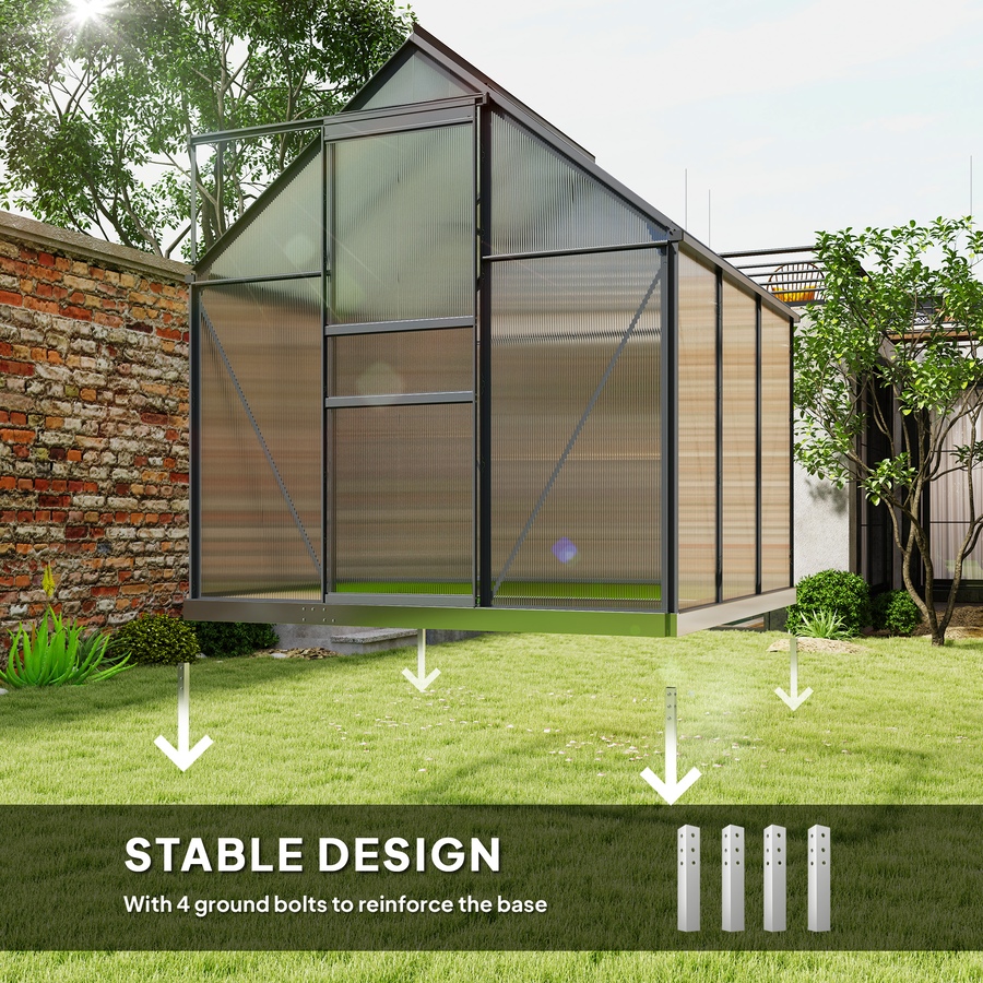 Image 929365_ALTMORE5.jpg, Product 929-365 / Price $379.99, Outsunny 6' x 6' x 6.5' Polycarbonate Greenhouse Walk-in Green House, Grey from Outsunny on TSC.ca's Home & Garden department