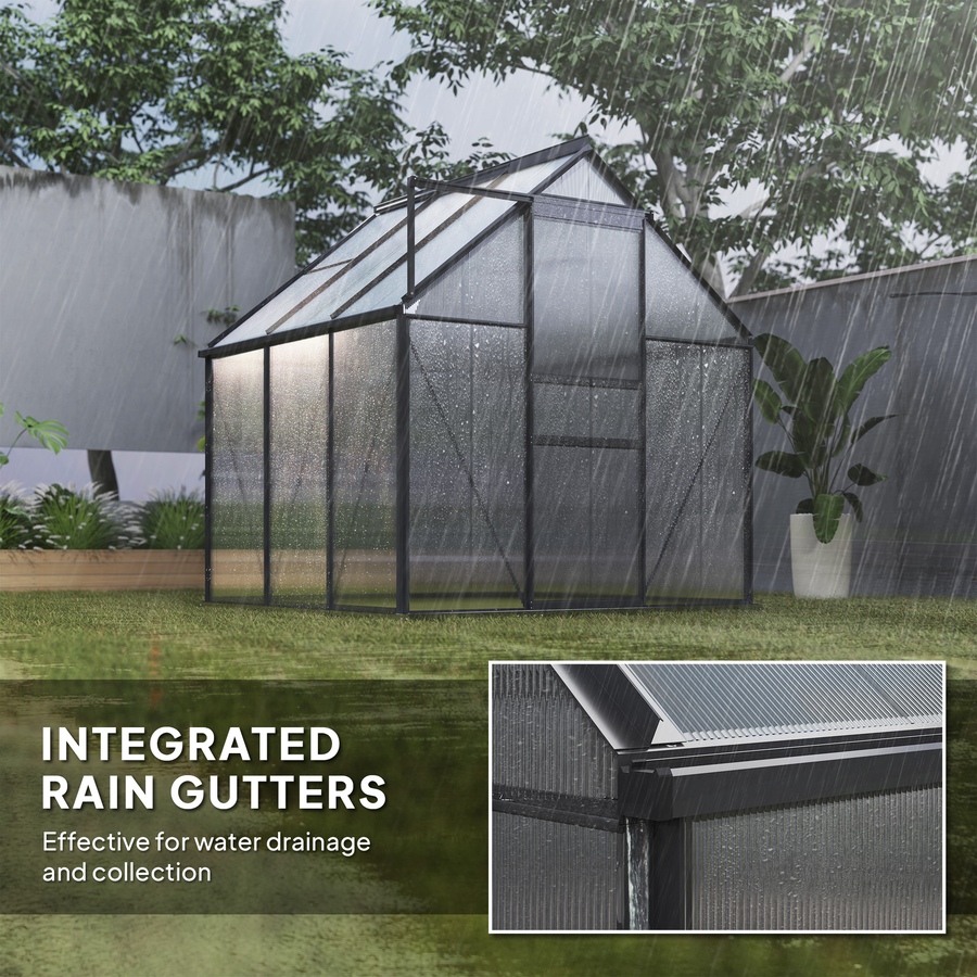 Image 929365_ALTMORE6.jpg, Product 929-365 / Price $379.99, Outsunny 6' x 6' x 6.5' Polycarbonate Greenhouse Walk-in Green House, Grey from Outsunny on TSC.ca's Home & Garden department