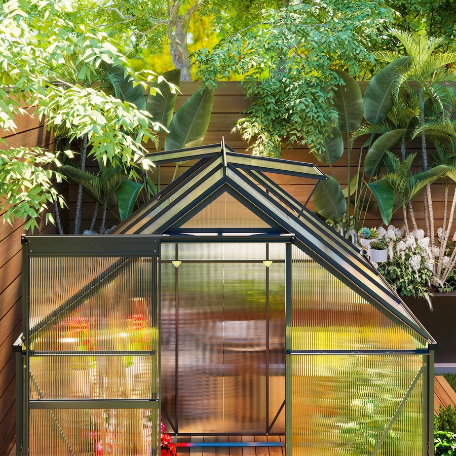 Image 929365_ALTMORE7.jpg, Product 929-365 / Price $379.99, Outsunny 6' x 6' x 6.5' Polycarbonate Greenhouse Walk-in Green House, Grey from Outsunny on TSC.ca's Home & Garden department