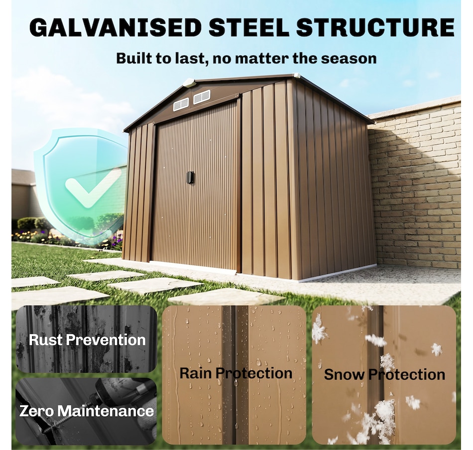 Image 929366_ALTMORE11.jpg, Product 929-366 / Price $339.99, 7' x 4' Garden Storage Shed w/ Foundation Kit and Double Doors Yellow from Outsunny on TSC.ca's Home & Garden department