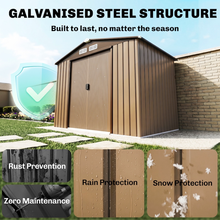 Image 929366_ALTMORE11.jpg, Product 929-366 / Price $319.99, 7' x 4' Garden Storage Shed w/ Foundation Kit and Double Doors Yellow from Outsunny on TSC.ca's Home & Garden department