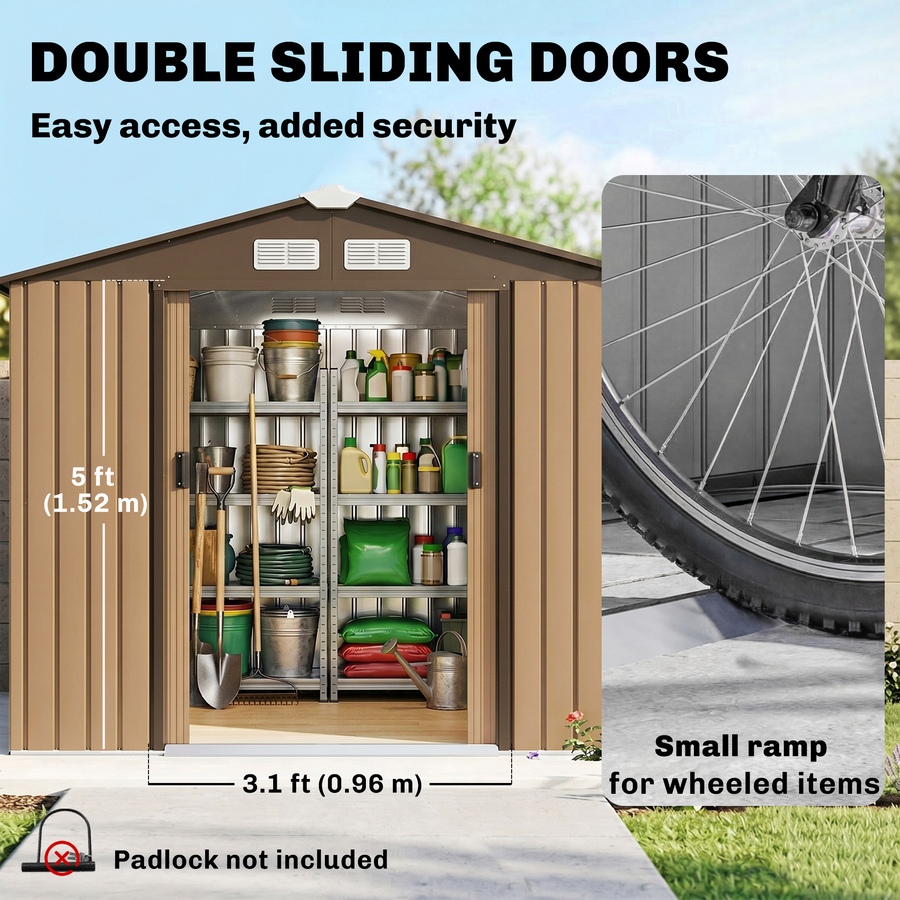 Image 929366_ALTMORE12.jpg, Product 929-366 / Price $319.99, 7' x 4' Garden Storage Shed w/ Foundation Kit and Double Doors Yellow from Outsunny on TSC.ca's Home & Garden department