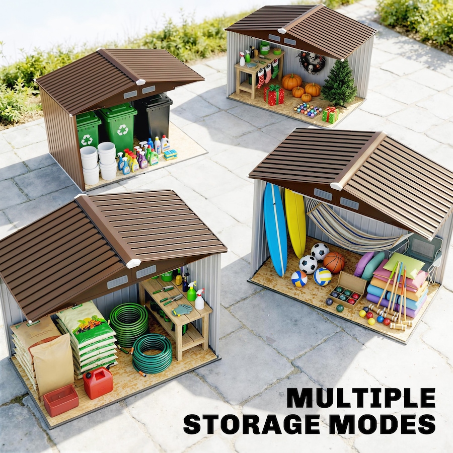 Image 929366_ALTMORE17.jpg, Product 929-366 / Price $319.99, 7' x 4' Garden Storage Shed w/ Foundation Kit and Double Doors Yellow from Outsunny on TSC.ca's Home & Garden department