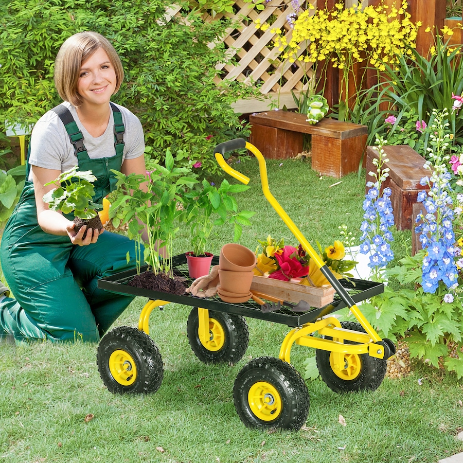 Image 929367_ALTMORE1.jpg, Product 929-367 / Price $104.99, Outsunny Heavy Duty Garden Wagon Cart, 330 lbs Capacity, Yellow from Outsunny on TSC.ca's Home & Garden department