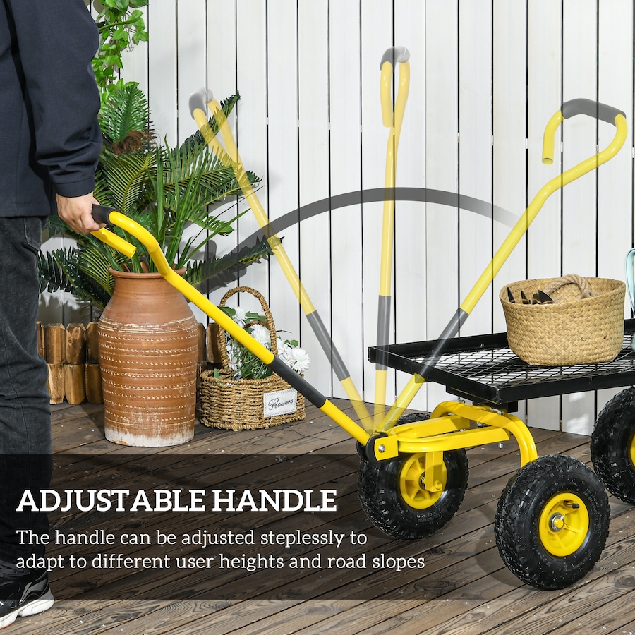 Image 929367_ALTMORE3.jpg, Product 929-367 / Price $104.99, Outsunny Heavy Duty Garden Wagon Cart, 330 lbs Capacity, Yellow from Outsunny on TSC.ca's Home & Garden department
