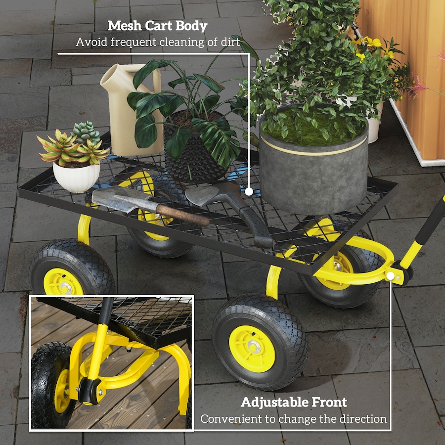 Image 929367_ALTMORE5.jpg, Product 929-367 / Price $104.99, Outsunny Heavy Duty Garden Wagon Cart, 330 lbs Capacity, Yellow from Outsunny on TSC.ca's Home & Garden department