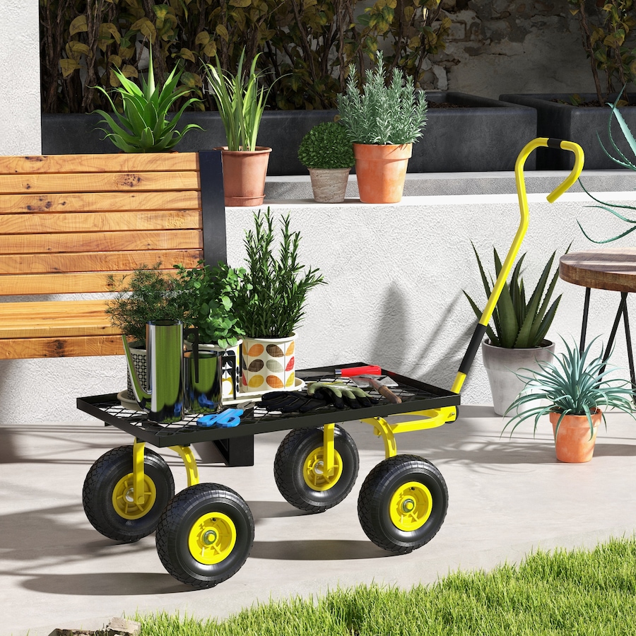 Image 929367_ALTMORE6.jpg, Product 929-367 / Price $104.99, Outsunny Heavy Duty Garden Wagon Cart, 330 lbs Capacity, Yellow from Outsunny on TSC.ca's Home & Garden department
