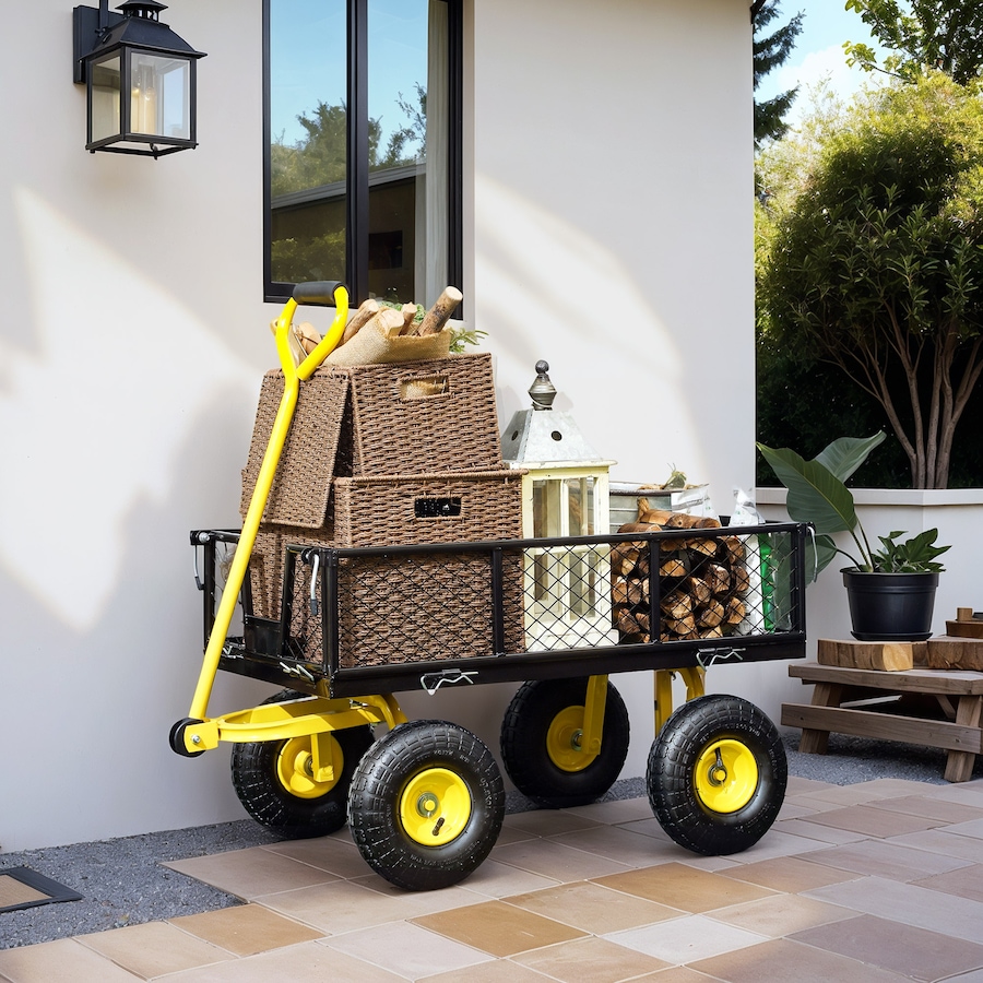 Image 929371_ALTMORE1.jpg, Product 929-371 / Price $134.50, Outsunny Garden Cart with Removable Sides to Convert into Flatbed, 10" Wheels from Outsunny on TSC.ca's Home & Garden department