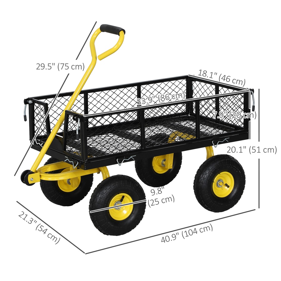 Image 929371_ALTMORE2.jpg, Product 929-371 / Price $134.50, Outsunny Garden Cart with Removable Sides to Convert into Flatbed, 10" Wheels from Outsunny on TSC.ca's Home & Garden department