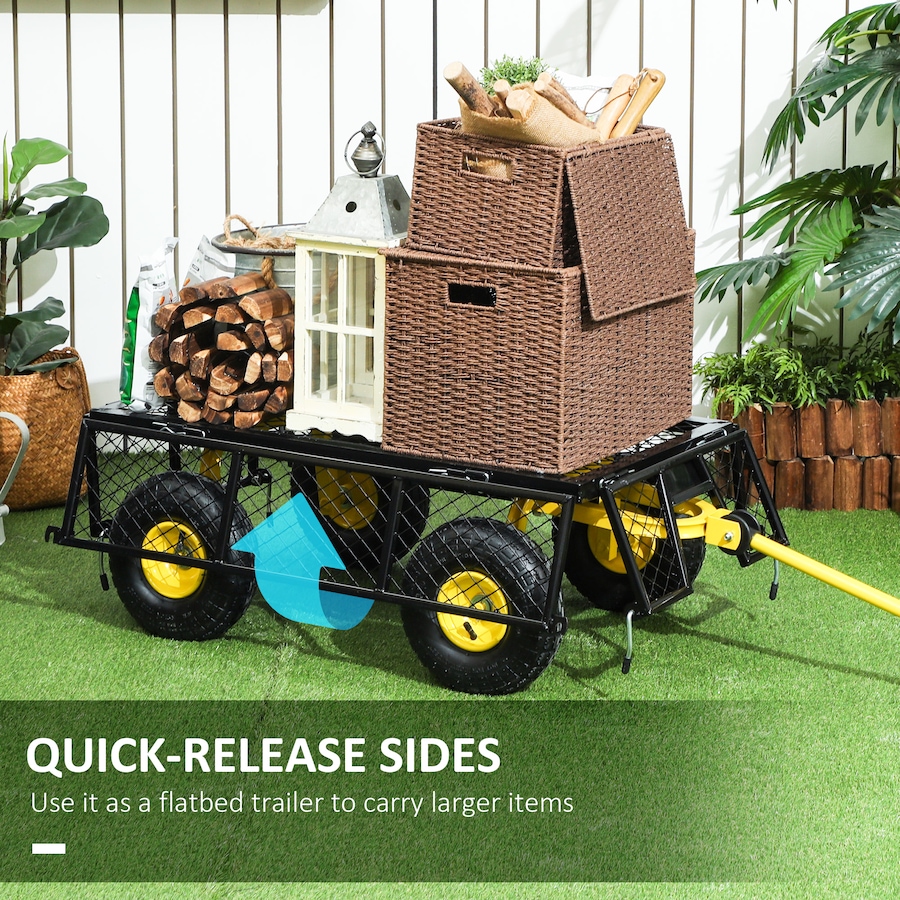 Image 929371_ALTMORE4.jpg, Product 929-371 / Price $134.50, Outsunny Garden Cart with Removable Sides to Convert into Flatbed, 10" Wheels from Outsunny on TSC.ca's Home & Garden department