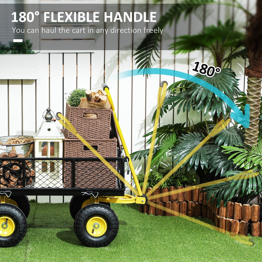 Image 929371_ALTMORE5.jpg, Product 929-371 / Price $134.50, Outsunny Garden Cart with Removable Sides to Convert into Flatbed, 10" Wheels from Outsunny on TSC.ca's Home & Garden department