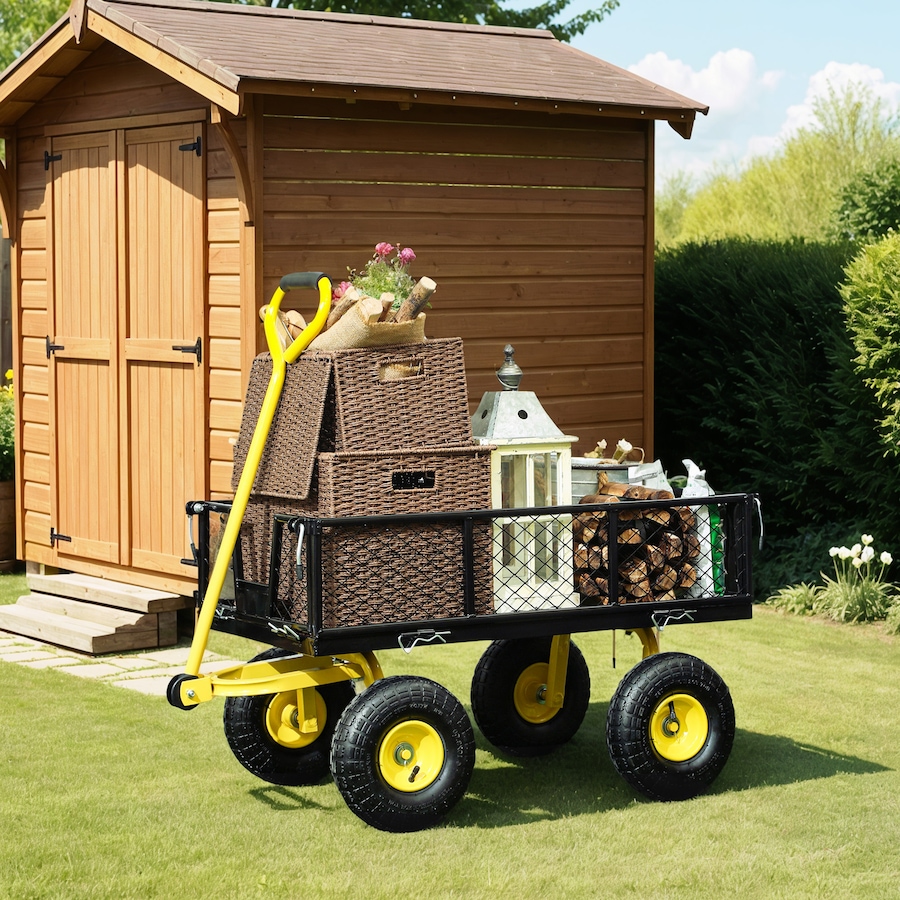 Image 929371_ALTMORE6.jpg, Product 929-371 / Price $134.50, Outsunny Garden Cart with Removable Sides to Convert into Flatbed, 10" Wheels from Outsunny on TSC.ca's Home & Garden department