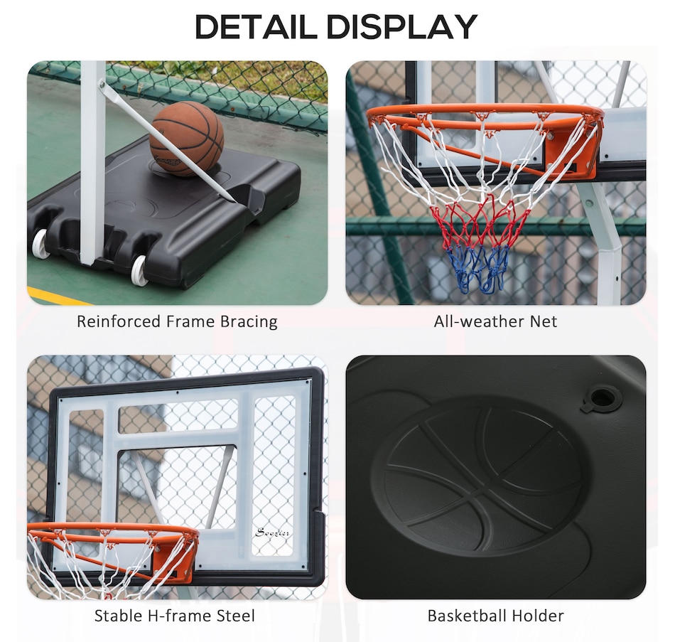 Image 929377_ALTMORE6.jpg, Product 929-377 / Price $78.99, Soozier Portable Basketball Hoop, 7ft-8.5ft Height Adjustable with Wheels from Soozier on TSC.ca's Health & Fitness department