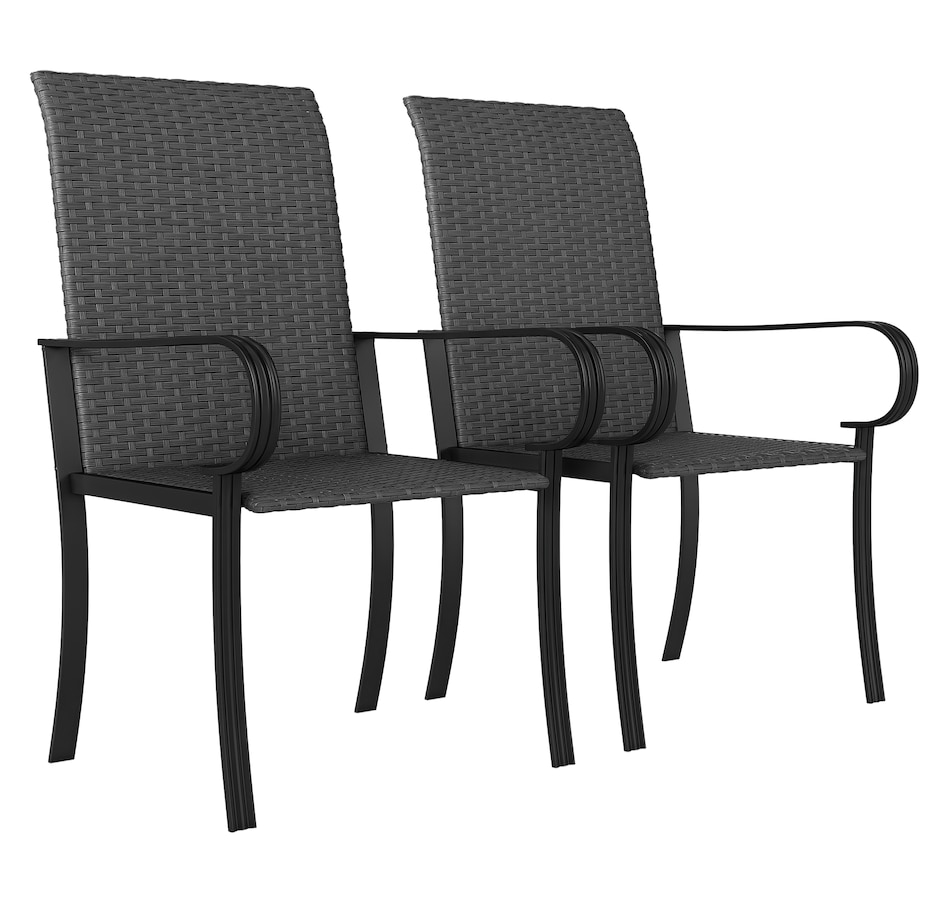 Image 929391.png, Product 929-391 / Price $134.99, Outsunny 2 Piece Patio Dining Chairs, PE Rattan Outdoor Chairs, Black from Outsunny on TSC.ca's Home & Garden department