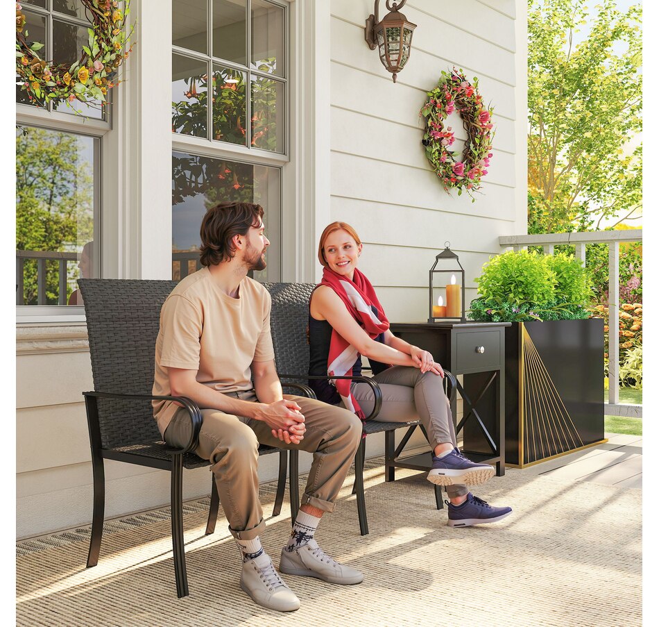 Image 929391_ALTMORE1.jpg, Product 929-391 / Price $134.99, Outsunny 2 Piece Patio Dining Chairs, PE Rattan Outdoor Chairs, Black from Outsunny on TSC.ca's Home & Garden department