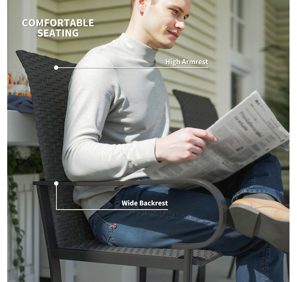 Image 929391_ALTMORE4.jpg, Product 929-391 / Price $134.99, Outsunny 2 Piece Patio Dining Chairs, PE Rattan Outdoor Chairs, Black from Outsunny on TSC.ca's Home & Garden department