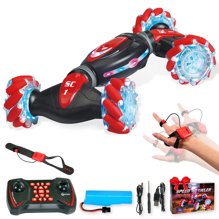 Image 929396_ALTMORE9.jpg, Product 929-396 / Price $55.99, Contixo SC1 All-Terrain RC Stunt Car – Gesture Control 4WD Remote Control Crawler with 360° Spins, Lights & Music from Contixo on TSC.ca's Toys & Hobbies department