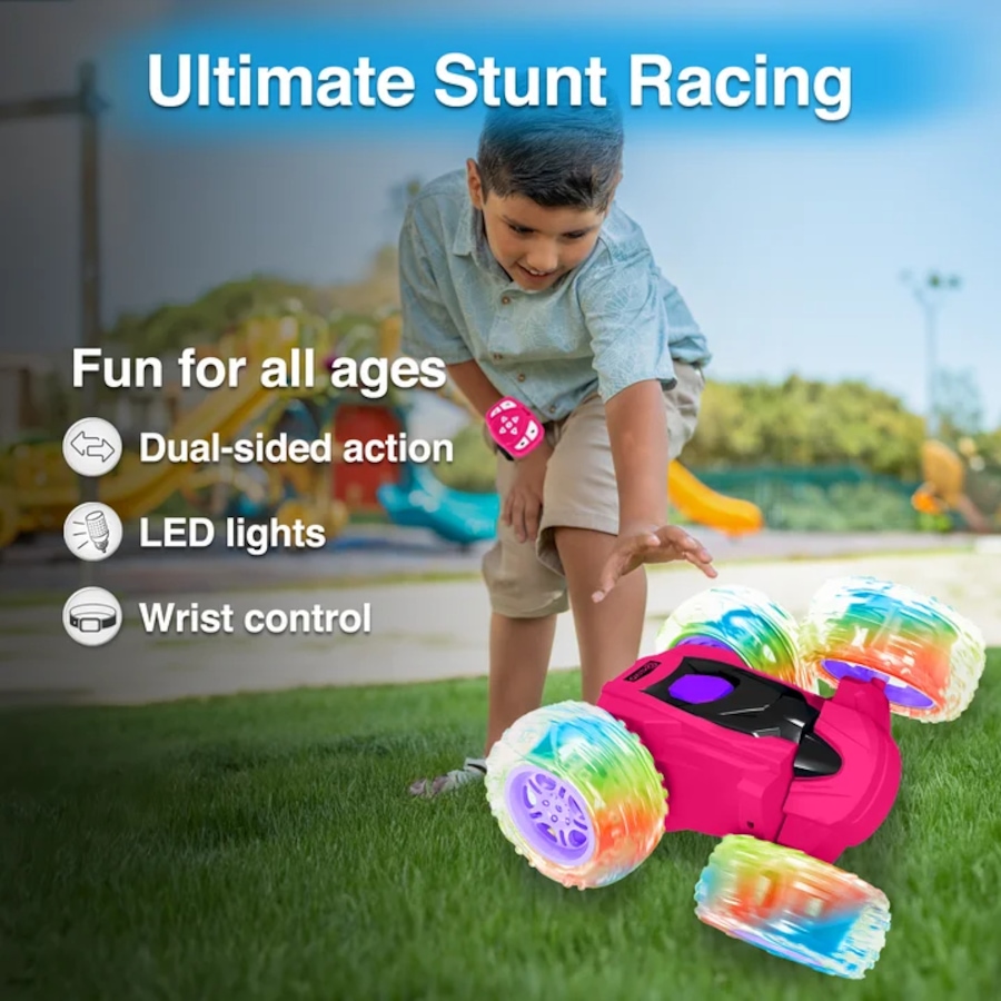 Image 929398_ALTMORE5.jpg, Product 929-398 / Price $41.99, Contixo SC3 RC Stunt Car 4WD – Double-Sided Remote Control Car with 360° Spins, LED Light Wheels & Rechargeable Battery from Contixo on TSC.ca's Toys & Hobbies department