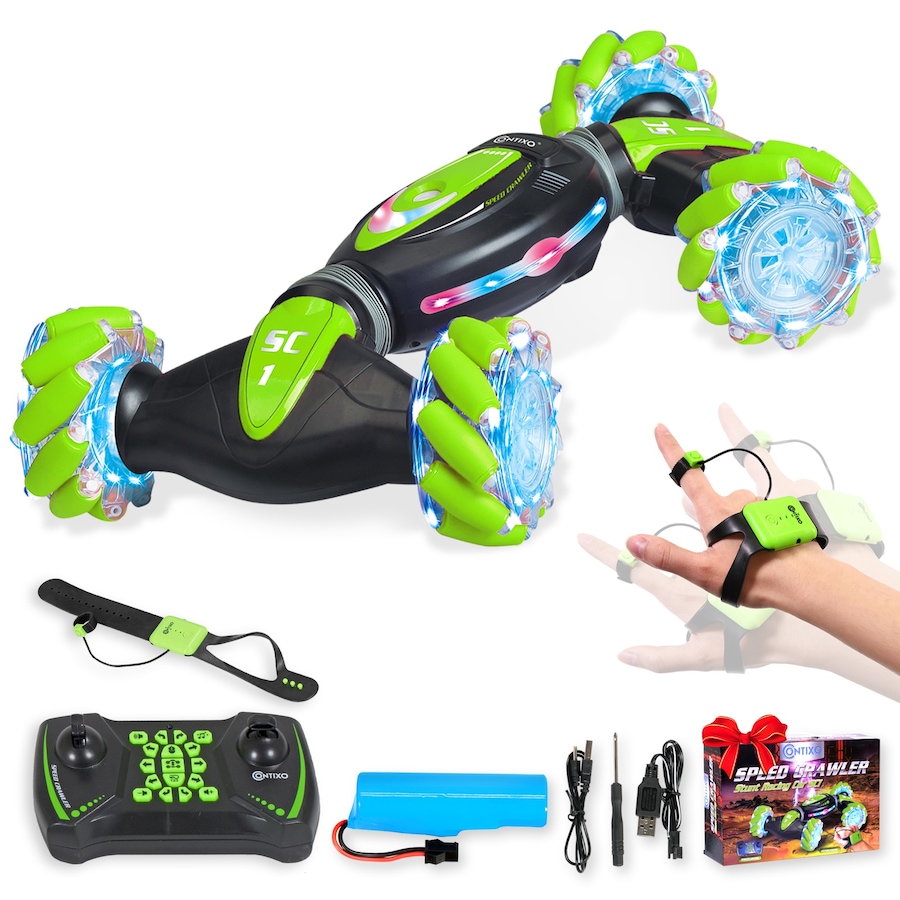 Image 929400_ALTMORE8.jpg, Product 929-400 / Price $54.47, Contixo SC1 All-Terrain RC Stunt Car – Gesture Control 4WD Remote Control Crawler with 360° Spins, Lights & Music from Contixo on TSC.ca's Toys & Hobbies department