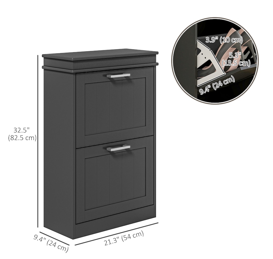 Image 929405_ALTMORE10.jpg, Product 929-405 / Price $99.99 - $139.99, HOMCOM Narrow Shoe Cabinet for Entryway with Flip Drawers Adjustable Shelf from HOMCOM on TSC.ca's Home & Garden department