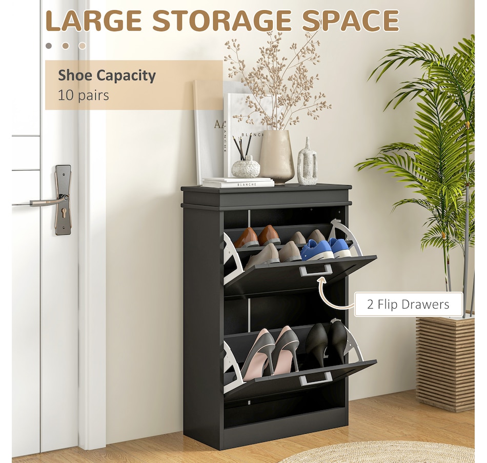 Image 929405_ALTMORE11.jpg, Product 929-405 / Price $99.99 - $139.99, HOMCOM Narrow Shoe Cabinet for Entryway with Flip Drawers Adjustable Shelf from HOMCOM on TSC.ca's Home & Garden department