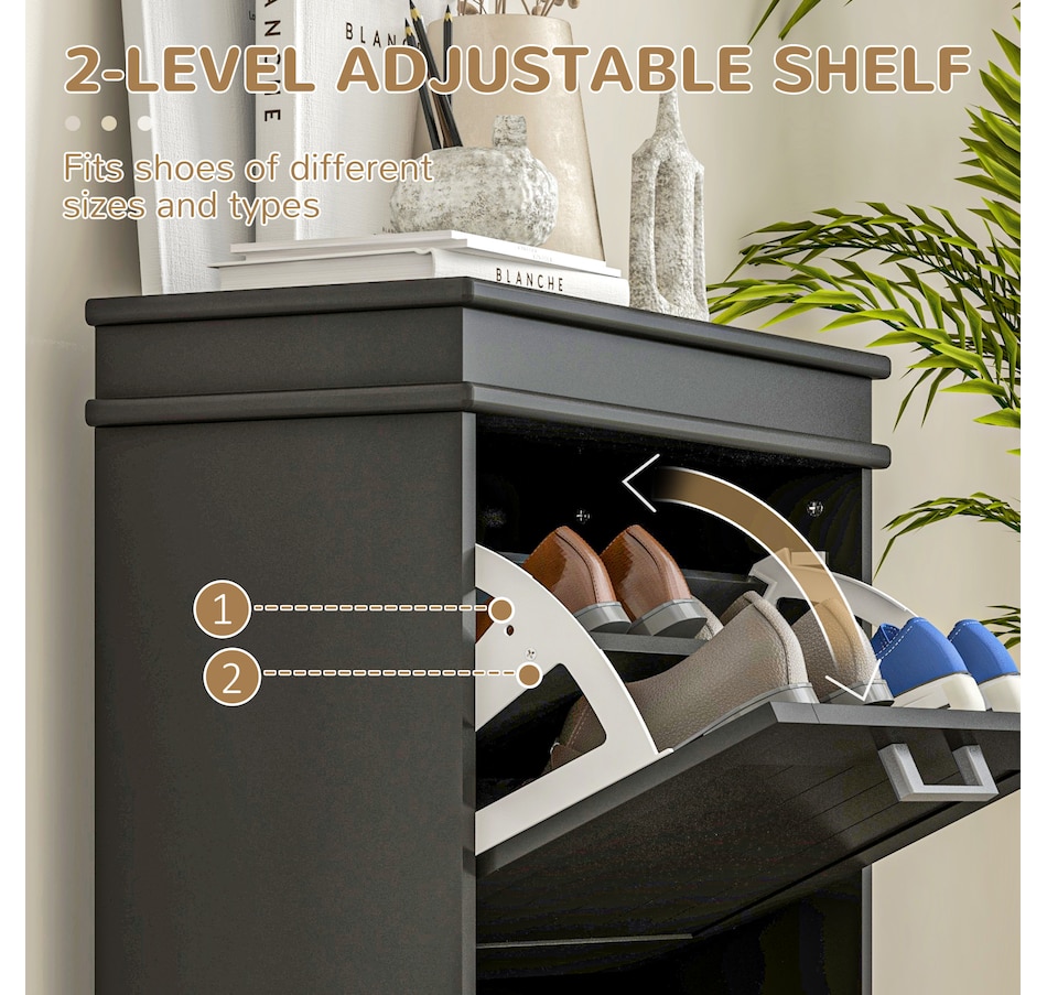 Image 929405_ALTMORE12.jpg, Product 929-405 / Price $99.99 - $139.99, HOMCOM Narrow Shoe Cabinet for Entryway with Flip Drawers Adjustable Shelf from HOMCOM on TSC.ca's Home & Garden department