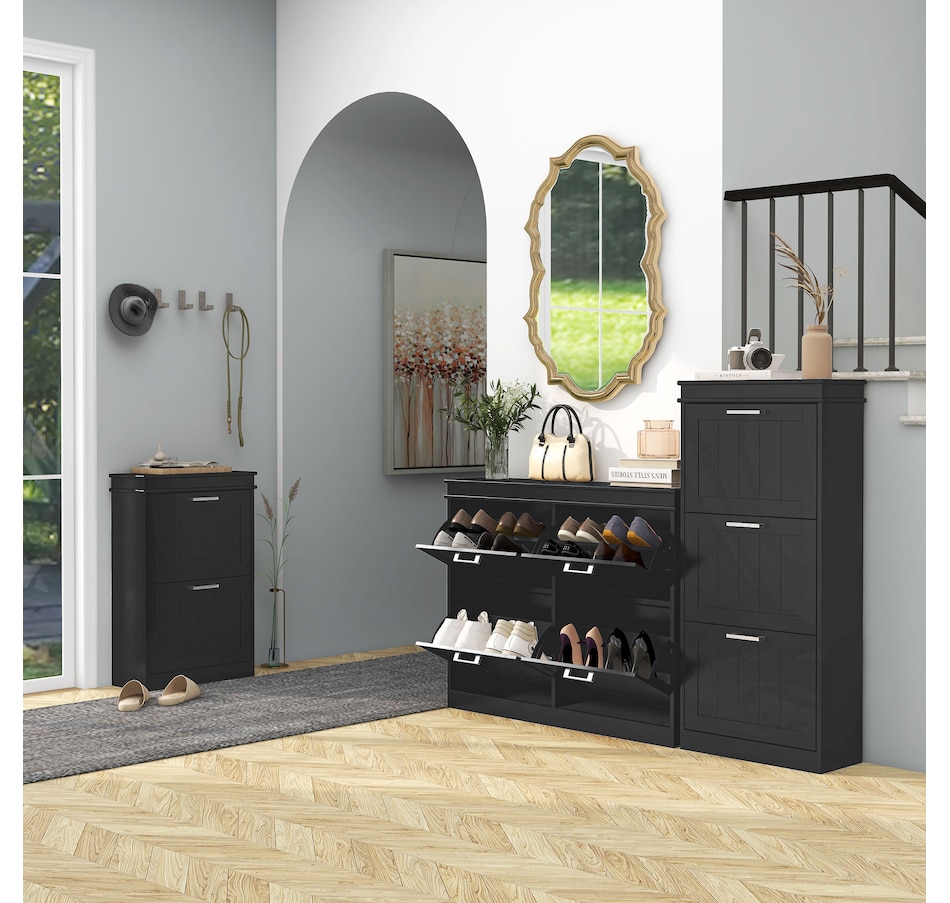 Image 929405_ALTMORE15.jpg, Product 929-405 / Price $99.99 - $139.99, HOMCOM Narrow Shoe Cabinet for Entryway with Flip Drawers Adjustable Shelf from HOMCOM on TSC.ca's Home & Garden department