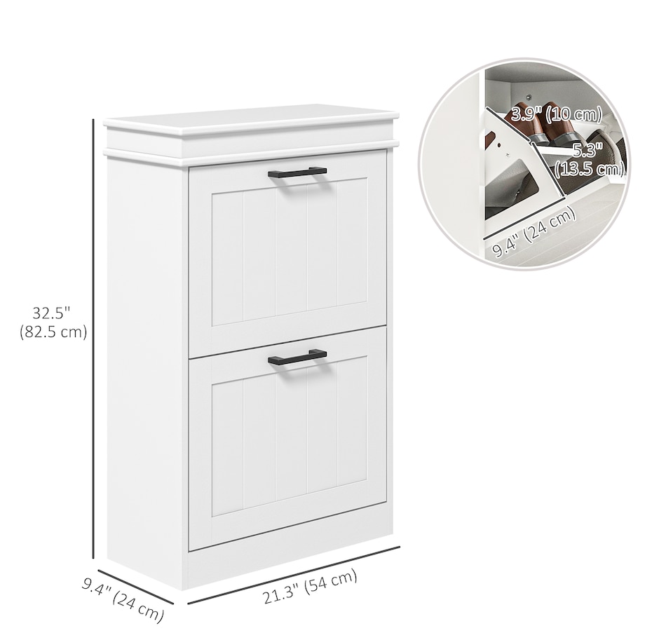 Image 929405_ALTMORE42.jpg, Product 929-405 / Price $99.99 - $139.99, HOMCOM Narrow Shoe Cabinet for Entryway with Flip Drawers Adjustable Shelf from HOMCOM on TSC.ca's Home & Garden department
