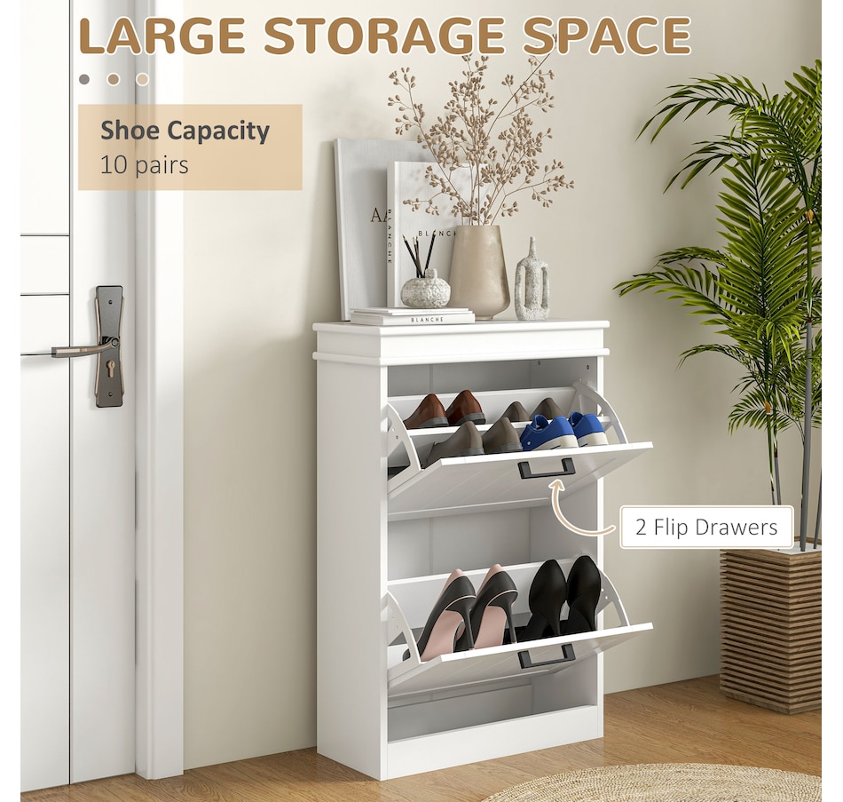 Image 929405_ALTMORE43.jpg, Product 929-405 / Price $99.99 - $139.99, HOMCOM Narrow Shoe Cabinet for Entryway with Flip Drawers Adjustable Shelf from HOMCOM on TSC.ca's Home & Garden department