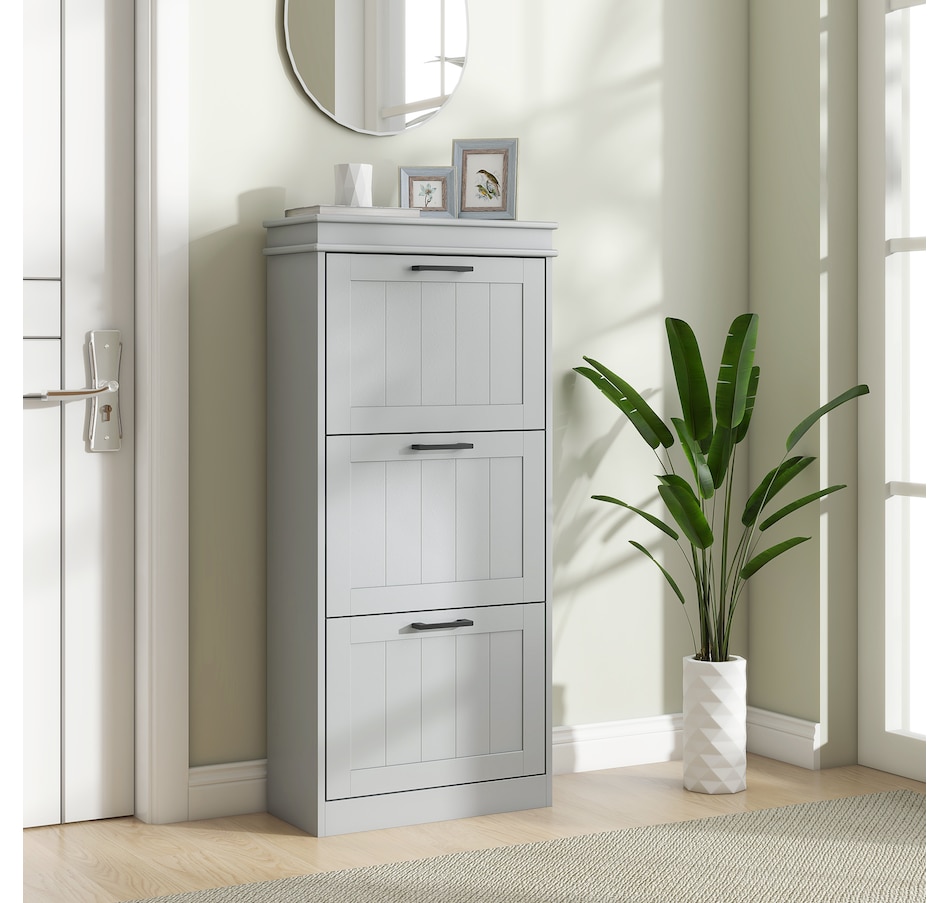 Image 929405_ALTMORE57.jpg, Product 929-405 / Price $99.99 - $139.99, HOMCOM Narrow Shoe Cabinet for Entryway with Flip Drawers Adjustable Shelf from HOMCOM on TSC.ca's Home & Garden department