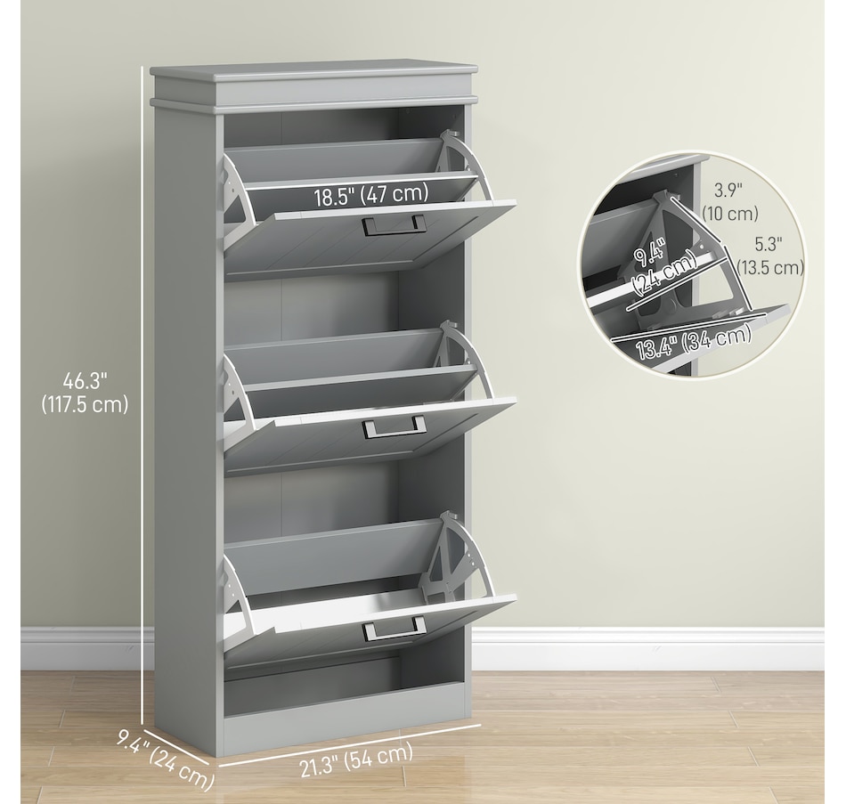 Image 929405_ALTMORE58.jpg, Product 929-405 / Price $99.99 - $139.99, HOMCOM Narrow Shoe Cabinet for Entryway with Flip Drawers Adjustable Shelf from HOMCOM on TSC.ca's Home & Garden department