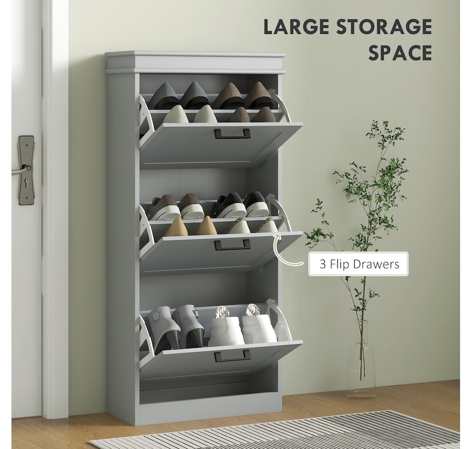Image 929405_ALTMORE59.jpg, Product 929-405 / Price $99.99 - $139.99, HOMCOM Narrow Shoe Cabinet for Entryway with Flip Drawers Adjustable Shelf from HOMCOM on TSC.ca's Home & Garden department