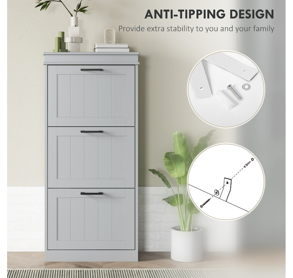 Image 929405_ALTMORE62.jpg, Product 929-405 / Price $99.99 - $139.99, HOMCOM Narrow Shoe Cabinet for Entryway with Flip Drawers Adjustable Shelf from HOMCOM on TSC.ca's Home & Garden department