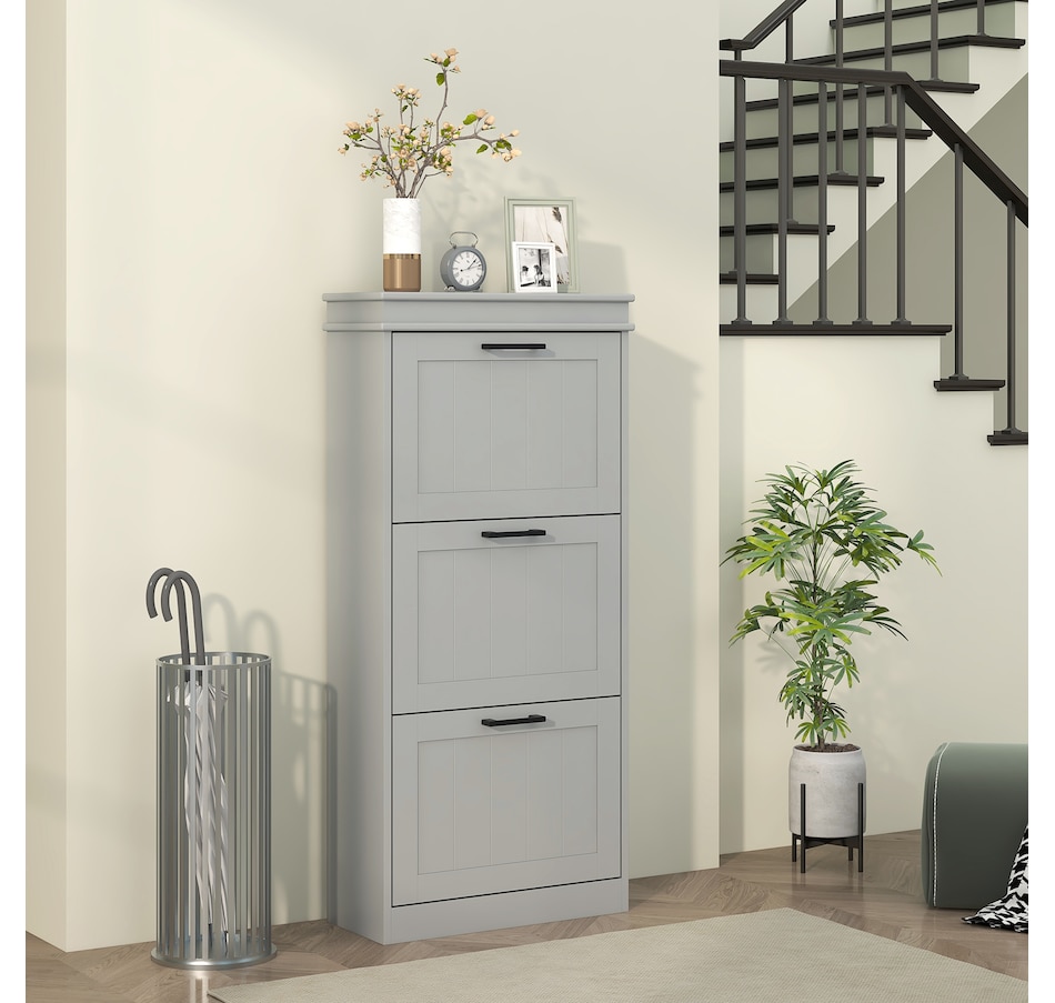 Image 929405_ALTMORE63.jpg, Product 929-405 / Price $99.99 - $139.99, HOMCOM Narrow Shoe Cabinet for Entryway with Flip Drawers Adjustable Shelf from HOMCOM on TSC.ca's Home & Garden department