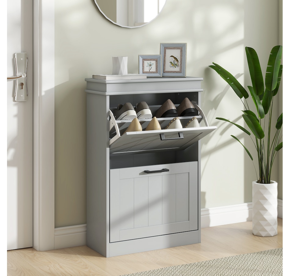 Image 929405_ALTMORE65.jpg, Product 929-405 / Price $99.99 - $139.99, HOMCOM Narrow Shoe Cabinet for Entryway with Flip Drawers Adjustable Shelf from HOMCOM on TSC.ca's Home & Garden department