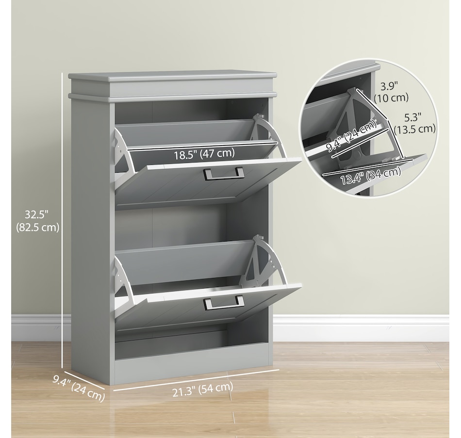 Image 929405_ALTMORE66.jpg, Product 929-405 / Price $99.99 - $139.99, HOMCOM Narrow Shoe Cabinet for Entryway with Flip Drawers Adjustable Shelf from HOMCOM on TSC.ca's Home & Garden department