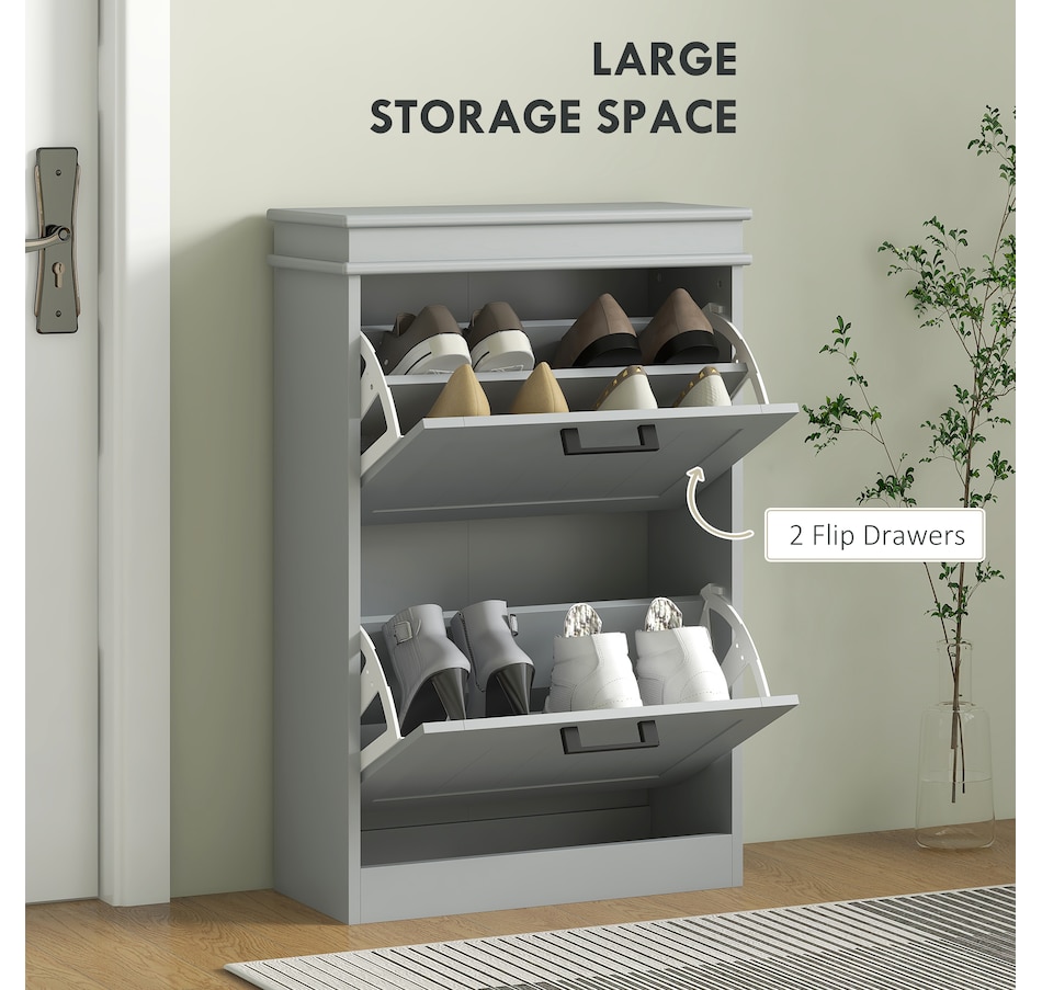Image 929405_ALTMORE67.jpg, Product 929-405 / Price $99.99 - $139.99, HOMCOM Narrow Shoe Cabinet for Entryway with Flip Drawers Adjustable Shelf from HOMCOM on TSC.ca's Home & Garden department